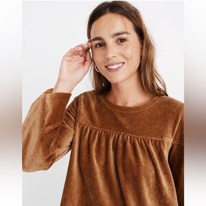 Madewell Texture & Thread Corduroy Swing Top Brown Casual Comfy Soft XS Boho